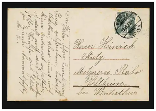 Mode AK femme en robe blanche avec cadeau de fleurs, HÖNGG / ZÜRICH 13.7.1923