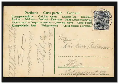 Mode AK femme avec cheveux haut de gamme et collier de perles, ELBERFELD 2 a 1.11.1905