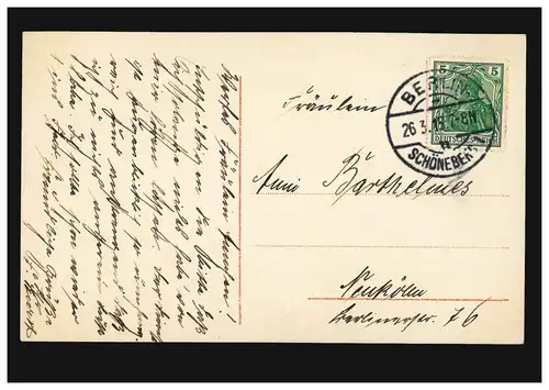 Mode-AK Frau mit Rosen und rotem Haarband, BERLIN-SCHÖNEBERG 26.3.15