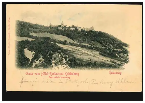 AK Gruß vom Hotel-Restaurant Kahlenberg, gelaufen um 1910 nach Stuttgart