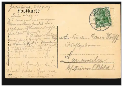 Salutation AK de la Godesburg: intérieur de l'église du château sur la ruine de Godesberg, 1909