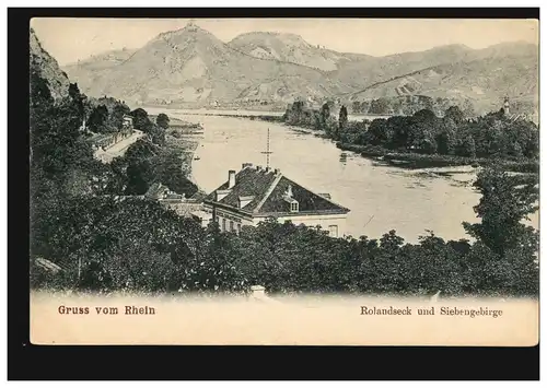 AK Gruß vom Rhein: Rolandseck und Siebengebirge, KÖNIGSWINTER 18.5.1903