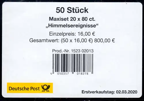 FB 97 Himmelsereignisse 2020, Folienblatt-BANDEROLE