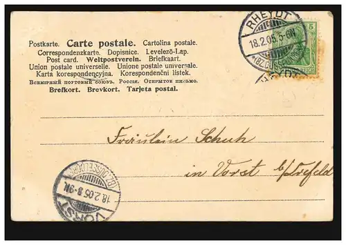 Carte de prédilection: violette et maigloquette, RHEYDT (BZ DÜSSELDORF) 18.2.1905