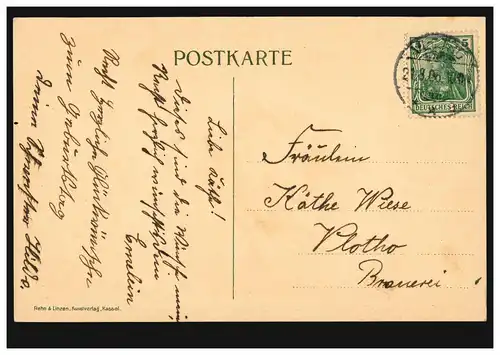 Tier-AK Geburtstag: Glücksschwein auf einem Geldschein, VLOTHO 21.8.1906