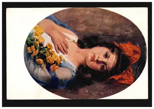 AK Artiste Angyalffy: Tavasz Printemps femme avec boucle de cheveux rouge, marqué