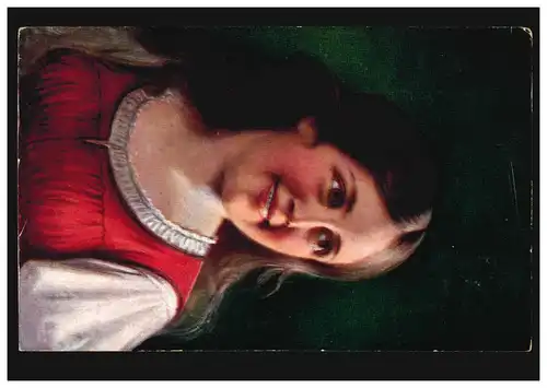 Künstler-AK Lächelnde Frau in roter Bauerntracht, TERRITET 18.5.1907