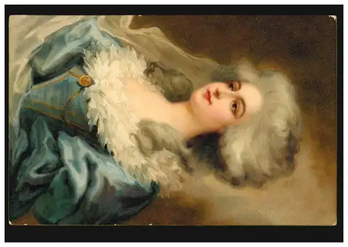 Mode-AK Blonde Frau im blauen Kleid, Verlag Meissner & Buch Leipzig, ungebraucht