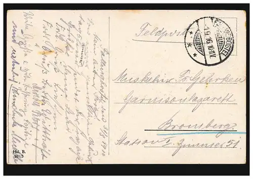 AK Peny Artiste: Femme vers 1910 avec Federkiel à l'écriture, poste de terrain 1.9.1916