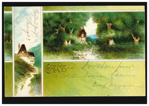 Mode-AK Gruss aus ... Landschaftsbilder mit Wassermühle, DORSTEN 20.5.1901