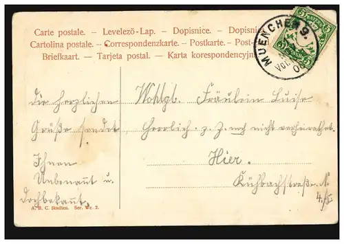 AK G. Sept: Billetdoux, MUNICH 21.11.1908