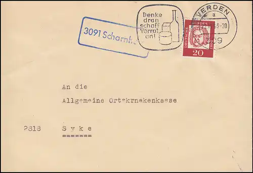 Temple de la poste de campagne 3091 Scharnhorst sur lettre VERDE 22.11.1963
