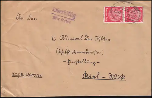 Landpost-Stempel Oberbillig über Trier auf Brief per Bahnpost Zug 487 - 19.1.37