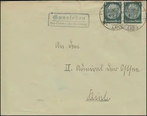 Landpost-Stempel Gunsleben über EILSLEBEN (BZ. MAGDEBURG) 30.1.1937
