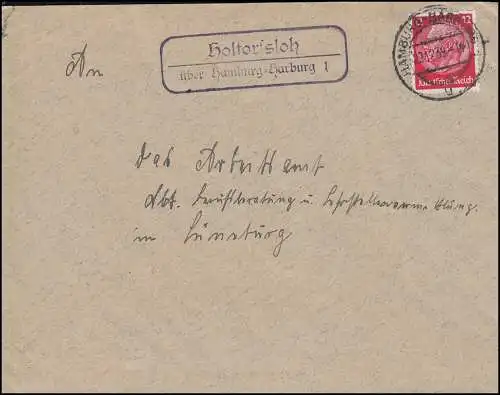 Landpost-Stempel Holtorfsloh über HAMBURG-HARBURG 1 - 29.12.1939 auf Brief