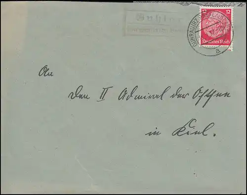 Landpost-Stempel Guhlau über GUHRAU (BZ. BRESLAU) LAND 11.1.1937 auf Brief