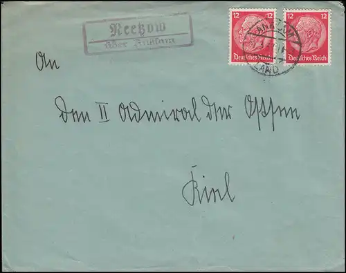Landpost-Stempel Neetzow über ANKLAM LAND 31.3.1937 auf Brief nach Kiel