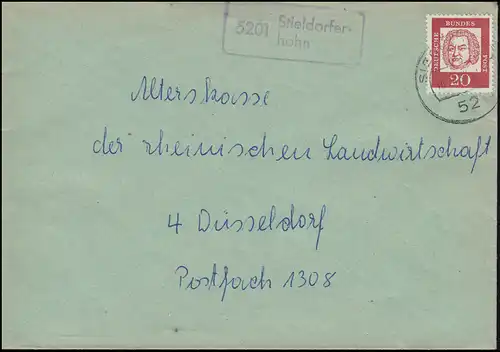 Temple de Landpost 5201 Städdorferhoohn sur lettre SIEBOURG 16.8.1963