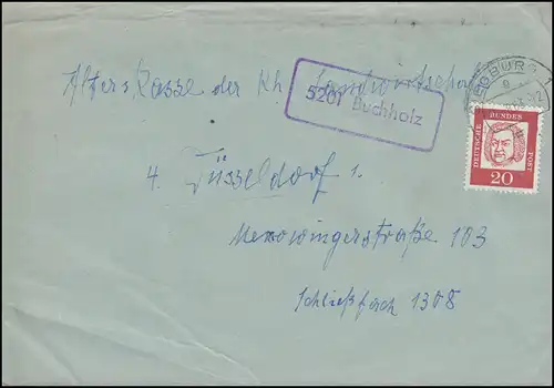 Landpost-Stempel 5201 Buchholz auf Brief SIEGBURG 15.8.1963