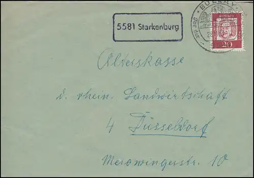 Landpost-Stempel 5581 Starkenburg auf Brief SSt BULLAY Marienburg 28.11.1963