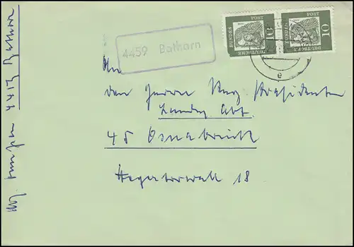 Temple de la poste de campagne 4459 Bathorn sur lettre NOUVELLE HÔPITAL 22.2.1963