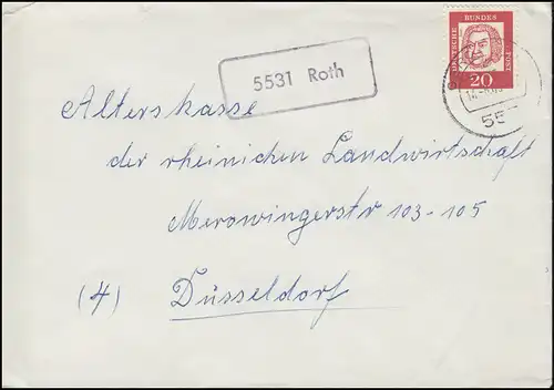 Temple de la poste de campagne 5531 Roth sur lettre GEROLSTEIN 14.8.1963