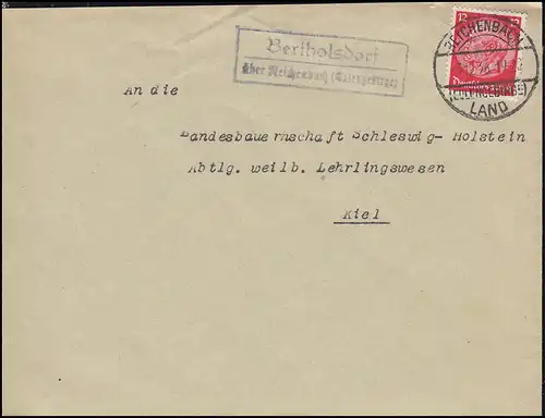 Landpost-Stempel Bertholsdorf über REICHENBACH/EULENGEBIRGE LAND 1936 auf Brief