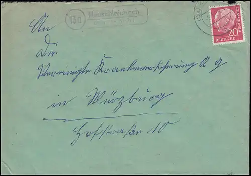 Landpost-Stempel Neuschleichbach über HASSFURT 2.7.1958 auf Brief nach Würzburg