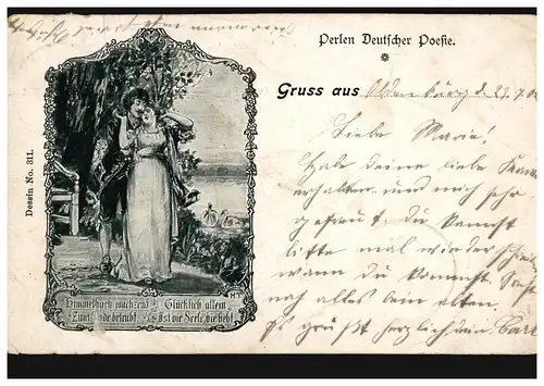 Künstler-AK Gruss aus ... Gedicht: Himmelhoch jauchzend ..., OLDENBURG 23.7.1902