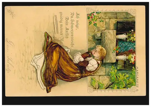 Carte de prédilection Margarete 6: Fille de prière douleur désir, ZURICH 18.11.1903
