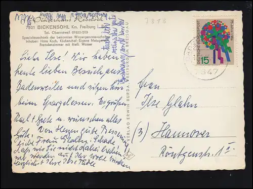 Salutation AK en Bickensohl Vigneron Rebstock avec 3 images, BADENWEILER 17.5.1965