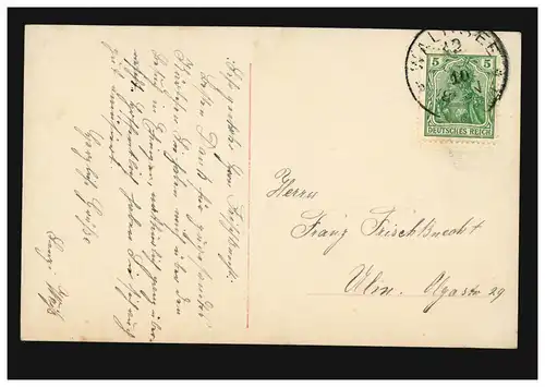 Mode AK femme souriante en robe blanche et bracelet, WALDSEE 1910