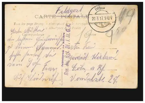 Poste de terrain BS Res. Inf. Rgt. 31 1. Compagnie de mitrailleuse 20.3.17, AK Confiance