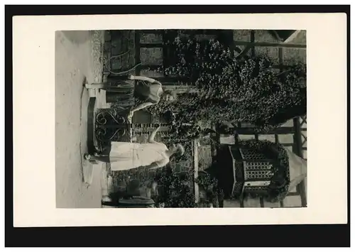 Photo AK Deux femmes avec fontaine de château vignes Erker, inutilisé