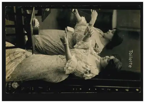 Mode-AK femme à l'habillage / toilettes, édition P.&L., SINZIG 29.4.1907