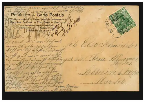 Mode-AK femme à l'habillage / toilettes, édition P.&L., SINZIG 29.4.1907