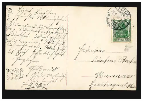 Mode AK femme en chemise de nuit avec capot et bougie, ALTONA (ELBE) 14.8.1915