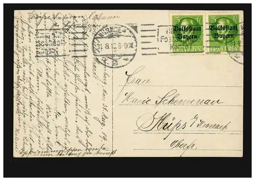 Mode AK femme avec collier et fleur sur la robe, NÜRNBERG 31.8.1919