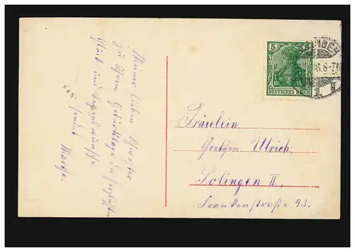 Mode AK femme en robe blanche avec bouquet de marguerites, SOLINGEN 1916