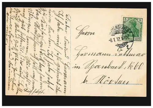 Mode-AK Lächelnde Frau mit Blume im Haar, WILHELMSHAVEN 8.1.1912