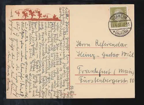 Scherenschnitt-AK Georg Plischke 4 Engel Wir wünschen Glück! HOFHEIM/TAUNUS 1932