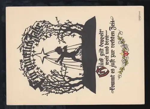 AK Georg Plischke: Nouvel An - Ange et étoile, inutilisé