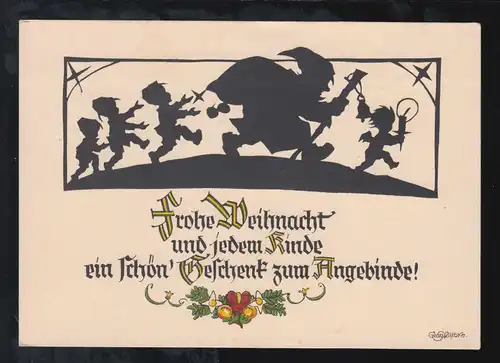 Scherenschnitt-AK Georg Plischke: Weihnachten Weihnachtsmann Engel, BERLIN 1941