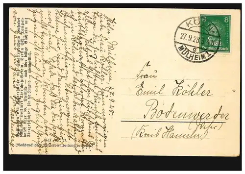 AK Carus: Deux poussins attrapent la mouche, KÖLN-MÜLHEIM 27.9.1928