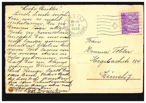 AK Ciseaux pour la fête des mères Fille avec Panier de fleurs Ching Vogel, BASE 10.5.35