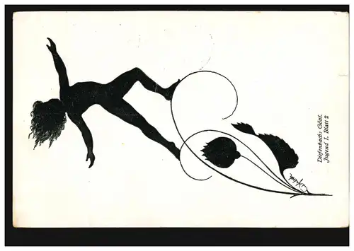 Scherenschnitt-AK Karl Wilhelm Diefenbach Göttliche Jugend Blatt 2, ungebraucht