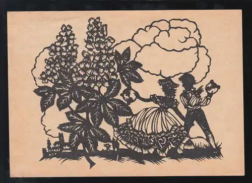 Scherenschnitt-AK Tarantella, HANNOVER 9.10.1948