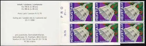 Suisse Carnets de marque 0-12, Pro Juventute Cloche / Plongeur à hotte, **