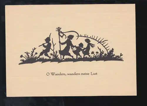 Scherenschnitt-AK J. Meidinger: O Wandern, wandern meine Lust, ungebraucht