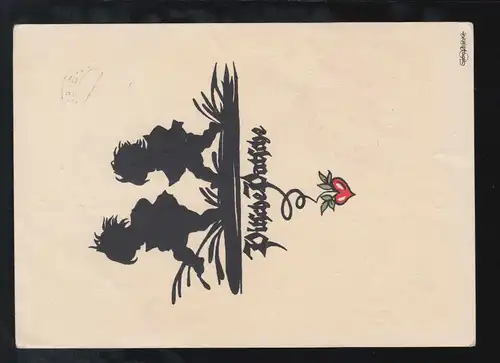 Scherenschnitt-AK Georg Plischke: Pitsche Patsche, gelaufen 1925